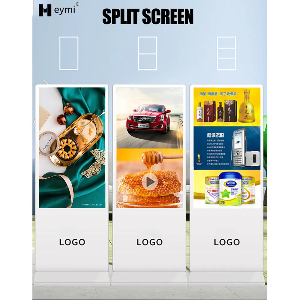 55 Inch Tempered Glass Media Totem Commercial Indoor Poster LCD Digital Signage And Display Advertising Players Screen Kiosks