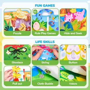 2025 nouveauté enfants Montessori feutre <span class=keywords><strong>dinosaure</strong></span> monde jurassique planches occupées feutre occupé livres voyage jouet essentiel - Product Image 5