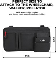 Rolstoel zijtas voor beker, pennen, telefoon, bril, waterbestendige stevige opbergtas voor rollator en loophulpmiddel