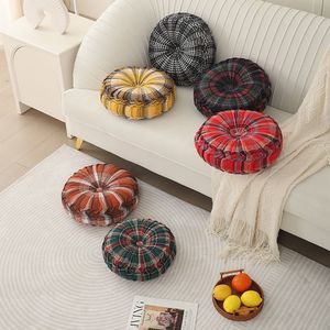 Coussin rond épais en coton à motif écossais, coussin de sol doux pour le soutien lombaire, idéal pour salon, chambre, bureau, balcon - Product Image 1