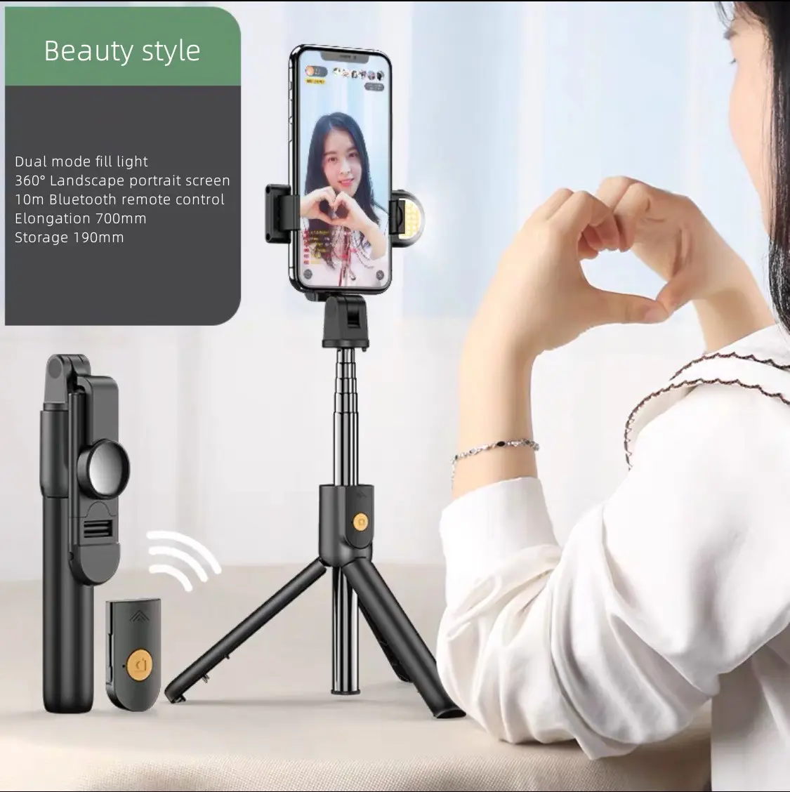 360 Rotation Handheld flexible selfie stick tripo bluetooth rotating tripod stand smart selfie stick Stand for phone