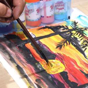 Set di vernice acrilica Non tossica di alta qualità Akrilik <span class=keywords><strong>Boya</strong></span> Seti 10 colore 60 ml ogni colore con spazzole e Pallette - Product Image 5