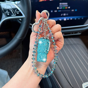 Porte-clés unique en strass pour tasse d'eau, breloque créative en cristal AB perlé pour sac, porte-clés de voiture pour femmes et filles, cadeau en gros - Product Image 6
