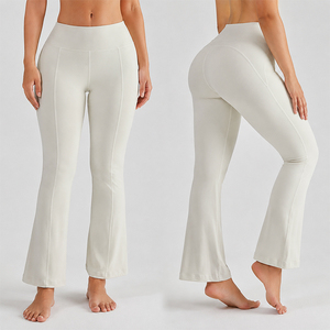 Pantalones de yoga acampanados para mujer, efecto segunda piel, ultra suaves, antibacterianos, de cintura alta, con efecto levantacola, leggings bootcut para tallas pequeñas - Product Image 1
