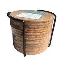 Sous-verres ronds en liège naturel avec support métallique, lot de 8 pièces, 4 pouces, 1/5 pouce d'épaisseur, pour boissons froides, verres à vin, tasses, mugs