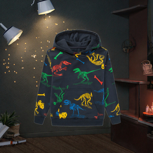 Sweat-shirt à capuche personnalisé pour enfants en polyester et coton molletonné avec imprimé lettres, décontracté pour garçons, automne-hiver, OEM - Product Image 6