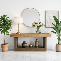Console d'entrée convertible en bois massif Wabi-Sabi, table de couloir moderne minimaliste de luxe léger, meuble d'appoint mural