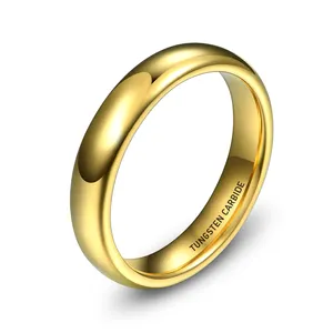 Personalized 4/6/8Mm Tungsten Carbide Cincin 24K Pria Emas Cincin Pernikahan Band Hadiah Fashion Perhiasan Cincin