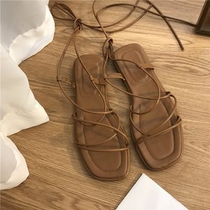 Sandalias de Mujer Tallas Grandes 35-43, Oferta, Nuevas, Sandalias Planas con Punta Abierta, Sandalias con Cordones - Product Image 6
