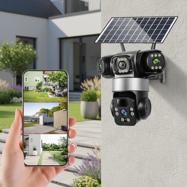 6mp Dual-lens Wifi Security Camera with Al Smart Full- Color Night Vision Solar Smart AI Outdoor Solar Camera 4K IP Camera