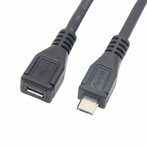 Cable de extensión micro USB de 0,5 m macho a hembra para transferencia de datos de teléfonos móviles, color negro - Product Image 1