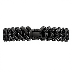 Orelia Iuxe Black Tiger Head Animal Shape Cuban Link Silver Plated Moissanite <b>Bracelet</b> Gift for <b>Men</b> - Product Image 5