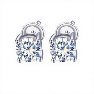 Boucles d'oreilles pour femmes en or massif 10K/14K/18K certifiées IGI avec diamant de laboratoire rond brillant de 1 carat couleur D - Product Image 3