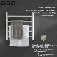 Toallero Eléctrico de Pared para Baño, Negro Mate, con Termostato Impermeable IP44 y Certificación CE, 6 Barras Calefactoras