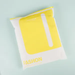 Custom Matte Frosted Biodegradable Yellow Plastic Packaging Zipper Bags T Shirt Swimwear Packing Zip Lock Clothing Bag With Logo