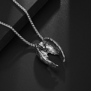 Pendentif ailes d'ange en acier inoxydable, breloque à thème pour hommes, collier Hip Hop Rock SP938 - Product Image 4