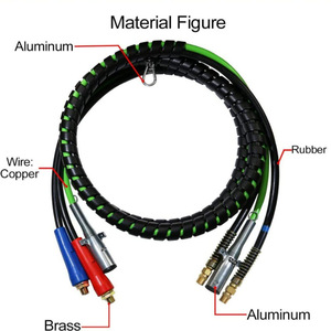 Système de freinage amélioré 12ft 3-in-1 Air Power Line 7-Way Trailer ABS Electric Cable & Air Line Hose Kits - Product Image 3