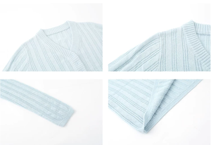 <span class=keywords><strong>Prix</strong></span> compétitif, bonne qualité, nouveaux pulls en tricot à <span class=keywords><strong>col</strong></span> en <span class=keywords><strong>V</strong></span> pour femmes, style coréen, printemps - Product Image 3