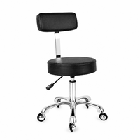Tabouret de barbier réglable en hauteur avec dossier, tabouret de salon rembourré noir avec levier de réglage, base en alliage d'aluminium, siège pivotant