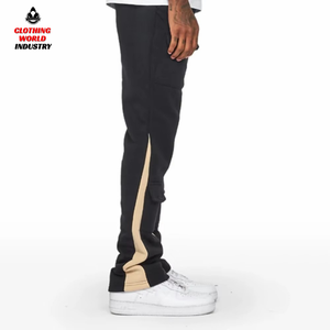 Men Double Waisted Sweatpants Custom Baggy Sweatpants Wide Leg <b>Drawstring</b> Pants Streetwear Gym black Men's Pants - Product Image 1