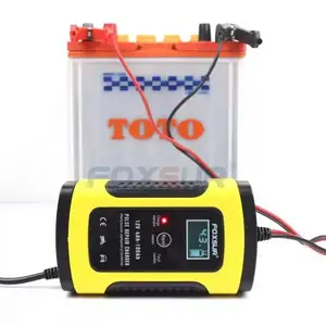 FOXSUR 12V 5A Automatic Car Battery Charger Power Pulse Repair Chargers Wet Dry Lead Acid Battery Digital for SUV LCD Display