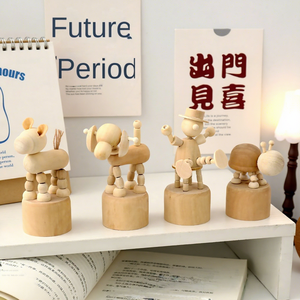 Đồ thủ công bằng gỗ thân thiện với môi trường, khắc họa tiết động vật tự làm, gỗ Schima Superba màu tự nhiên, dùng trang trí bàn học mẫu giáo và nhà cửa - Product Image 1