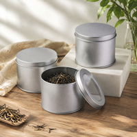 Boîtes en fer blanc rondes mates 65x50MM de qualité alimentaire pour le stockage du thé, du thé aux fleurs et des bonbons, emballage personnalisé avec logo, ISO9001, OEM, vente en gros