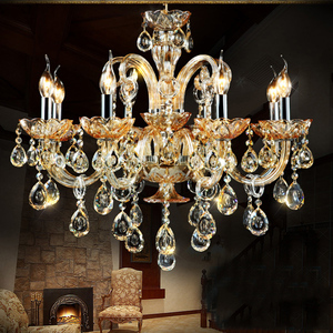 Lámpara de Araña de Cristal Dorado Europeo, Estilo Vela, Lámpara Colgante de Cristal para Sala de Estar, Dormitorio, Villa, Comedor Clásicos - Product Image 4