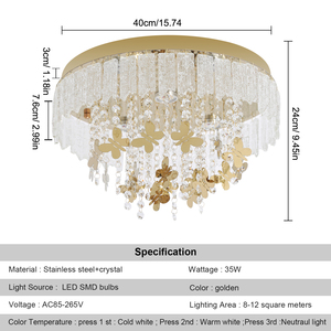 Plafonnier <span class=keywords><strong>LED</strong></span> en acier inoxydable élégant avec cristaux en forme de papillon, pour hôtel, appartement, entrepôt au Royaume-Uni, 3500K 6000K - Product Image 2