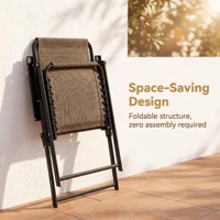 Chaise de relaxation pliante à gravité zéro avec accoudoirs, structure en acier inoxydable, imperméable, durable, hauteur réglable, confortable pour l'extérieur et le parc