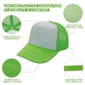 Casquettes de camionneur en mousse couleur néon, vierges, bicolores, avec broderie de logo personnalisé - Product Image 3