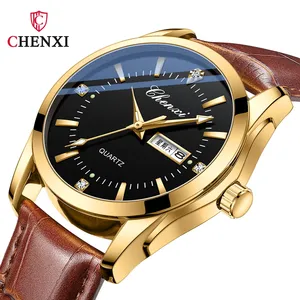 Новые деловые мужские кварцевые модные повседневные спортивные часы CHENXI с календарем, водонепроницаемые мужские часы