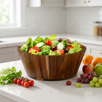 Bol à salade en bois d'acacia, design rond, pour mélanger, fruits, pâtes, essentiel de cuisine en bois naturel