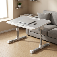 Bureau d'ordinateur pliable en bois, support pour ordinateur portable réglable en hauteur, table portable avec tiroir pour le travail, les études, le dortoir