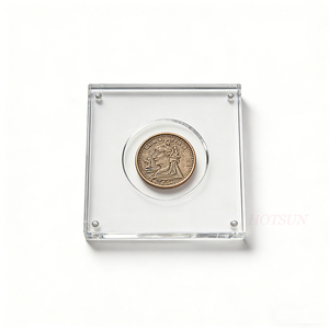 Boîte à monnaies en acrylique transparente carrée, présentoir transparent pour pièces de collection, boîte à monnaies en acrylique magnétique - Product Image 2