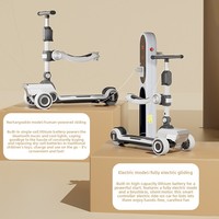 Trottinette électrique rechargeable multifonctionnelle pour enfants, grande taille, avec cadre en métal, trois roues, design pliable