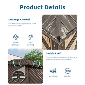 Gazebo de <span class=keywords><strong>jardin</strong></span> de luxe moderne <span class=keywords><strong>en</strong></span> aluminium avec toit rigide <span class=keywords><strong>en</strong></span> métal <span class=keywords><strong>galvanisé</strong></span> de haute qualité, gazebo grill avec toit rigide 10x10 - Product Image 4