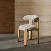 Chaises d'appoint confortables de style moderne, chaise de salle à manger en chenille beige avec pieds en bois pour salle à manger