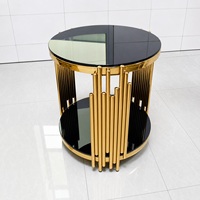 Table basse en verre de luxe moderne, table d'appoint ronde en acier inoxydable, mobilier minimaliste pour petit salon