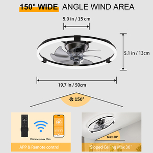 Modern Low Profile <b>Ceiling</b> Fan With <b>Light</b>, 6 Speed Dimmable 3 Color LED <b>Ceiling</b> Fan For Bedroom Small Room - Product Image 5