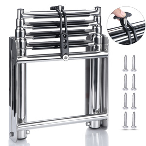Stainless Steel Boat Ladder 4-Step Foldable Retractable For <b>Yacht</b> Boat Deck Access - Product Image 3