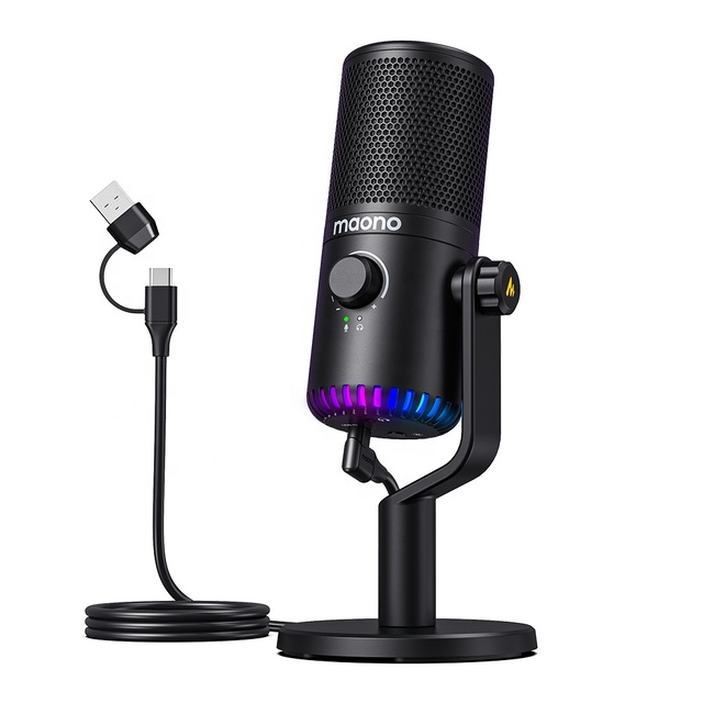 Maono Programmable USB Condenser Microphones Microfono Condensador Desktop Streaming Mic for Gamer PS4 RGB Gaming Microphones