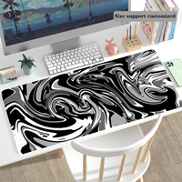 Alfombrilla de Ratón para Juegos de Goma Natural Resistente al Agua con Diseño Personalizado, Patrón Fluido Gris Blanco Grande, Alfombrilla de Ratón Extendida para Computadora