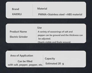 Molino de <span class=keywords><strong>sal</strong></span> y pimienta de carga tipo C Espesor de molienda ajustable de 5 velocidades Hermosa apariencia, se puede elegir una variedad de colores - Product Image 6