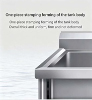 Évier de cuisine en acier inoxydable personnalisable, qualité alimentaire, bac de lavage profond, avec support, pour cantine industrielle, restauration, autonettoyant