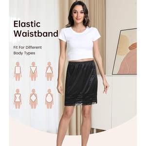 Falda interior personalizada para mujer, hasta la rodilla, antiestática, con encaje, para usar debajo del vestido. - Product Image 3