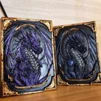 Carnet vintage en résine gaufrée Dragon Ombre Vif de style Dark Fantasy pour joueur de D&D