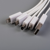 Kabel USB Mikro Data 3 in 1 dengan Gantungan Kunci Kayu, Lampu LED, dan LOGO yang Menyala untuk Ponsel