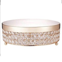 Support à gâteau de mariage en fer à trois niveaux avec cadre doré et perles de cristal, design contemporain pour la décoration de fêtes et d'événements