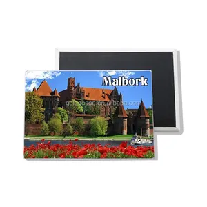 थोक Malbork महल प्रिंट पोलैंड कस्टम लोगो स्मारिका फ्रिज चुंबक अनुकूलित Tinplate के फ्रिज चुंबक